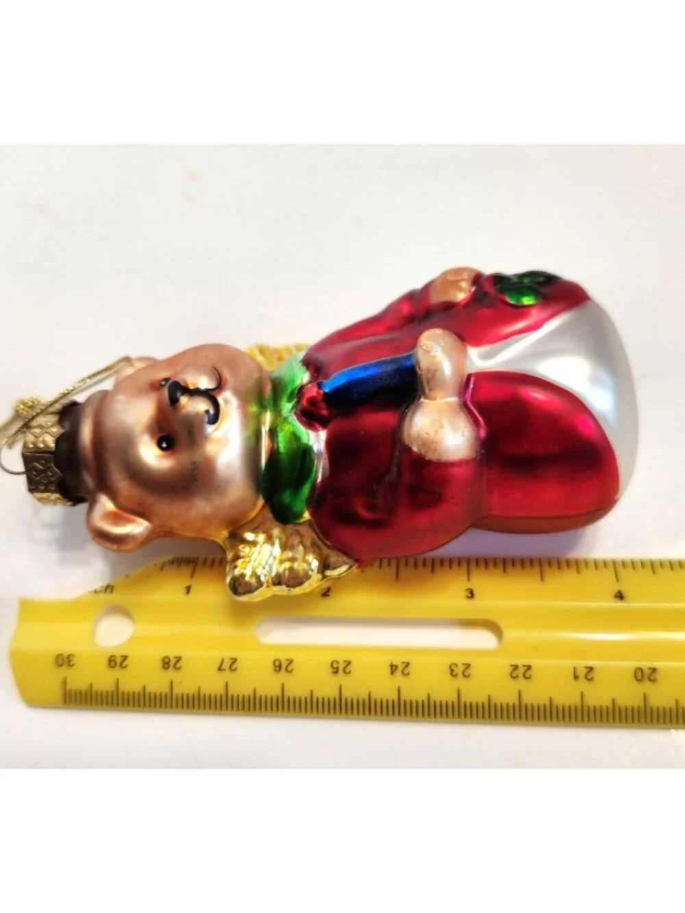 Blown Glass Angel Bear with Wings Christmas Tree Ornament With Box